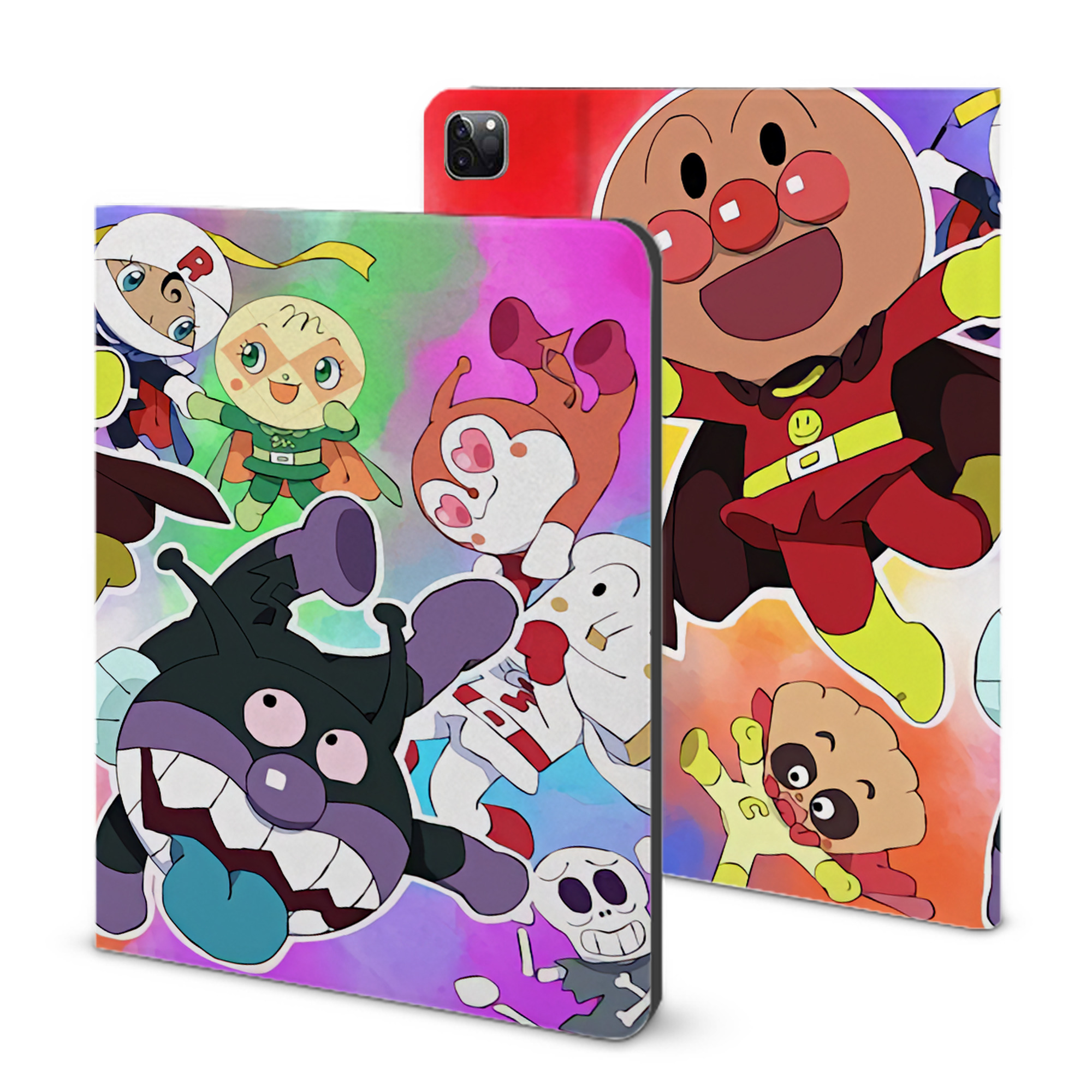 （画像用） アンパンマン Anpanman IPad ケース ブック型 PUレザー TPU 耐衝撃 軽量 薄型 ペン収納なし 全面保護 IPad 各モデル対応